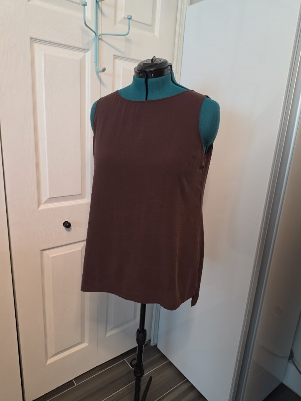Eileen Fisher Short Sleeve Silk Blouse — Size L
